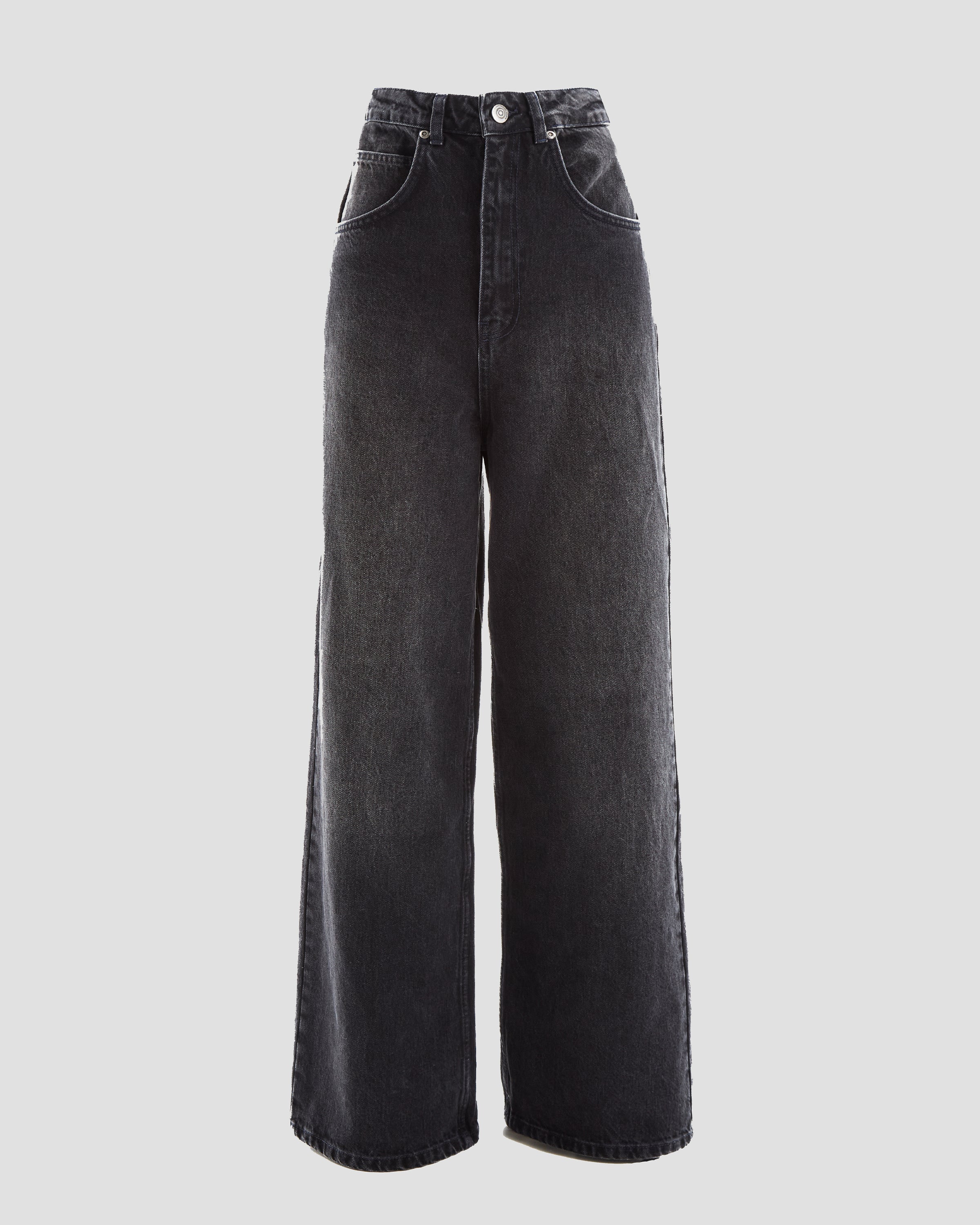 Daybreaker Co-Ord Mid Rise Baggy Oversized Jeans in Dark Grey Wash